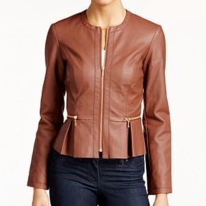 INC International Concepts Peplum Leather Jacket